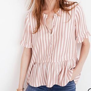 Madewell Studio Ruffle-Hem Top in Cecilia Stripe